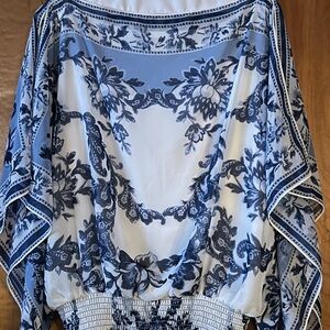 Max Studio Blue and White Floral Blouse